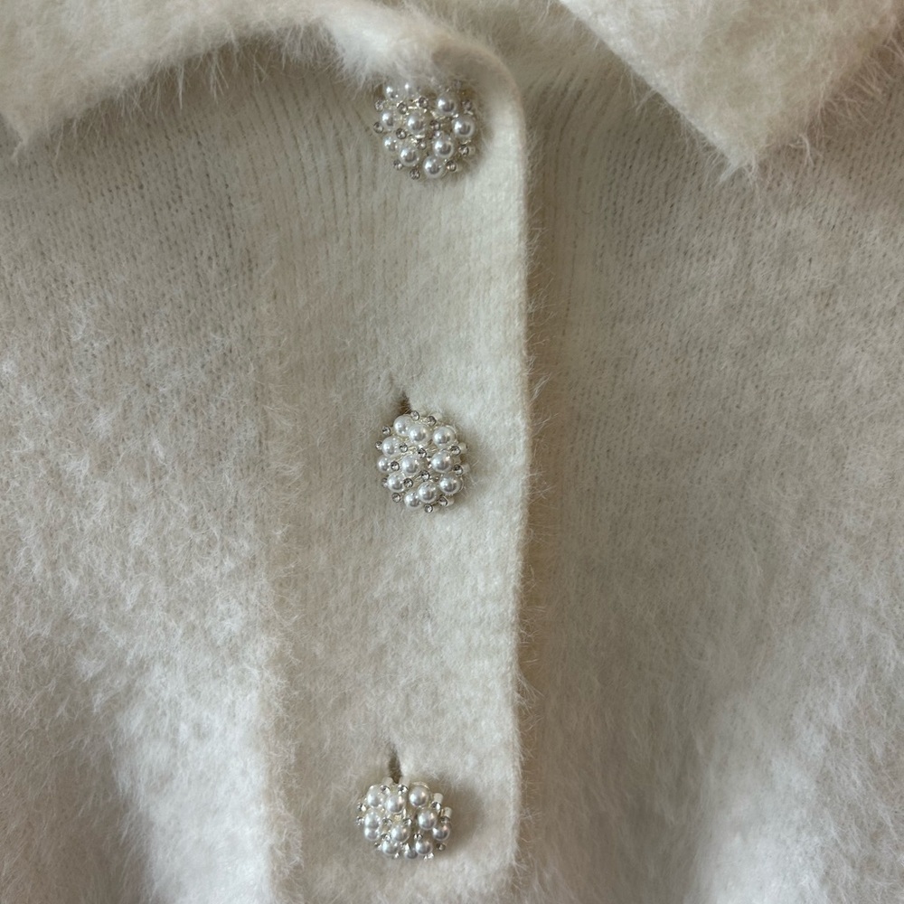 H&M Rhinestone-button Fluffy Top - Picture 3 of 8